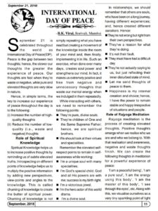 Page 1/2 of article on 'International Day of Peace'